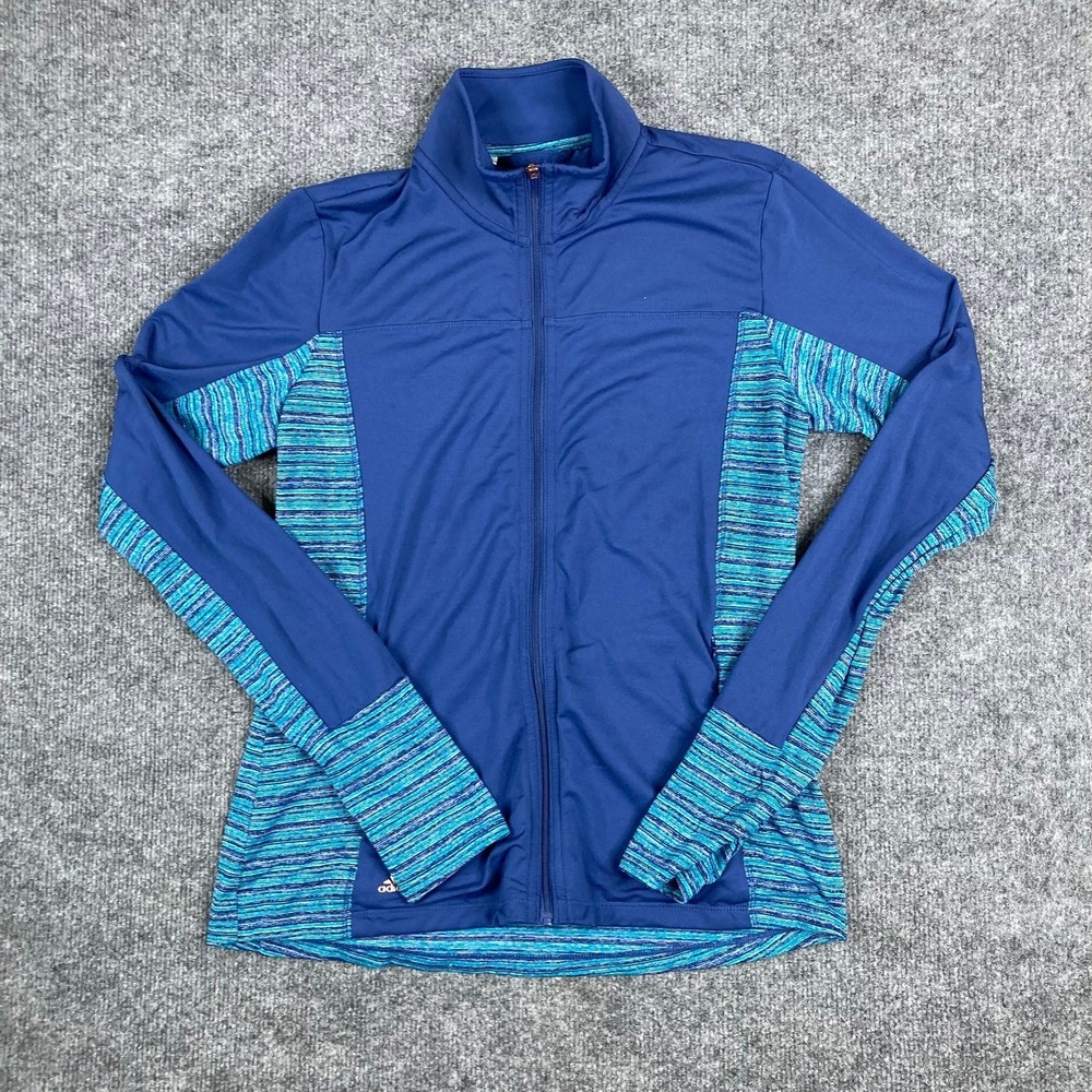 Adidas Golf Jacket Womens Size S Blue Teal Zip Up Stretch Activewear Lightweight